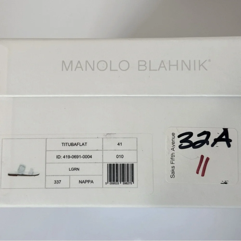 MANOLO BLAHNIK Tituba Buckle Slide Sandals Light Blue With Box Dust Bag Size 41 - Picture 3 of 16